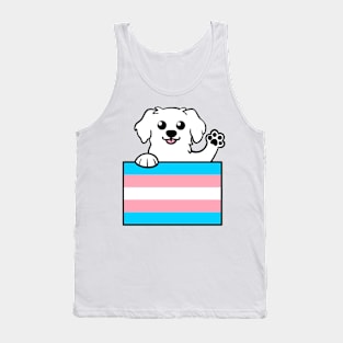 Love is Love Puppy - Pyrenees Trans Pride Flag Tank Top